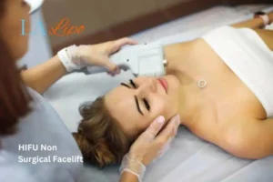 Woman having Hi-Fu to reduce wrinkles Great Yarmouth.