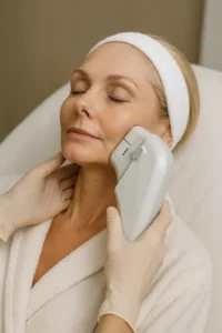 Woman receiving HIFU non surgical facelift treatment Great Yarmouth