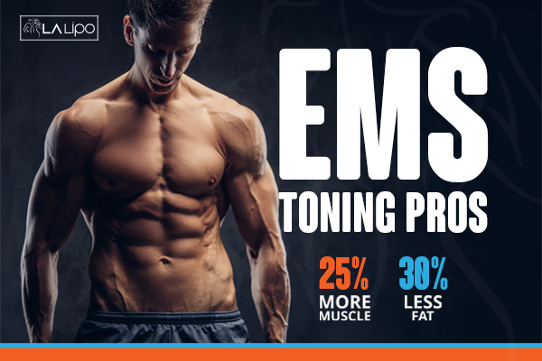 Graphic of man with toned body showing the benefits of LA-EMS Body Sculpting Great Yarmouth treatment