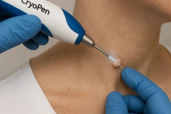 Person receiving Cryotherapy skin tag removal Great Yarmouth